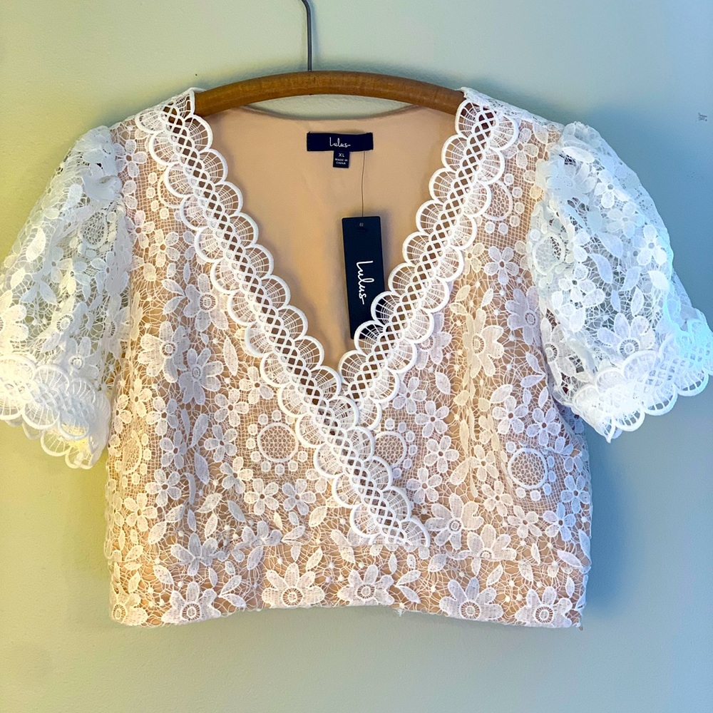 Lulu’s brand lace crop top.